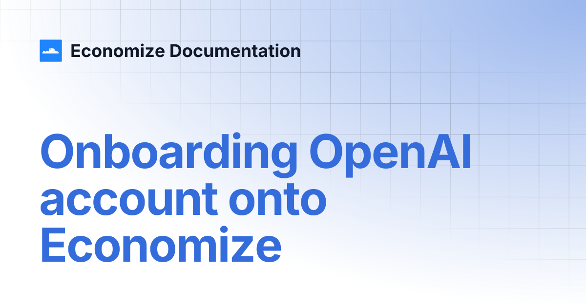 Onboarding OpenAI account onto Economize | Economize Documentation